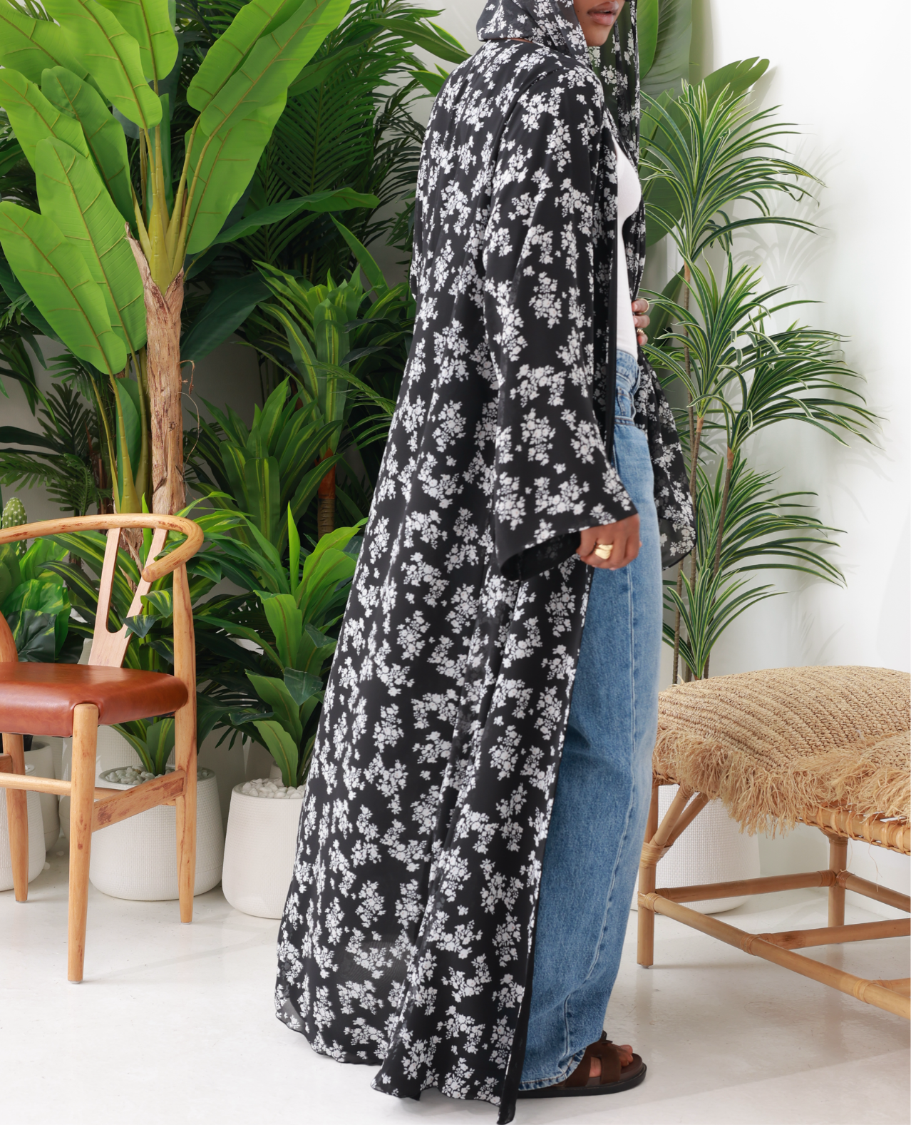 Sable Rose Printed Abaya