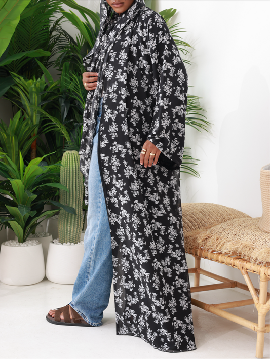 Sable Rose Printed Abaya