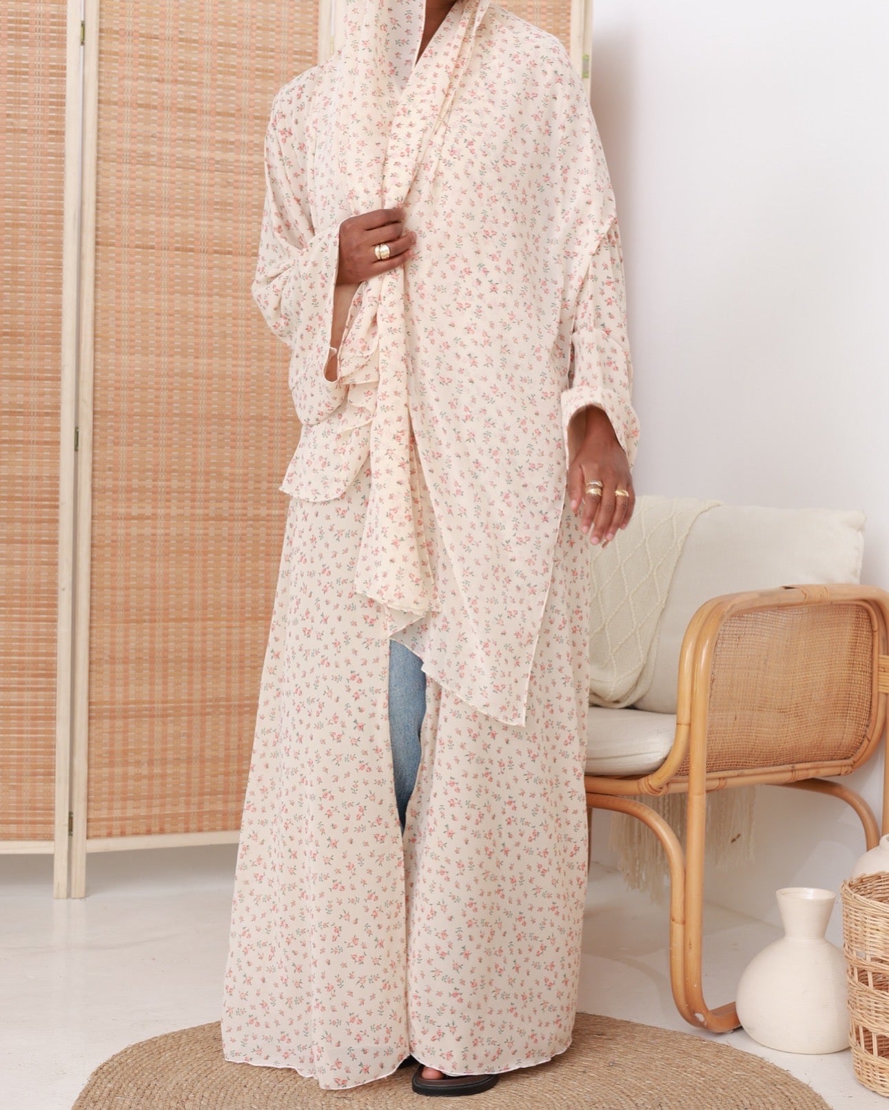 Rose Bloom Printed Abaya