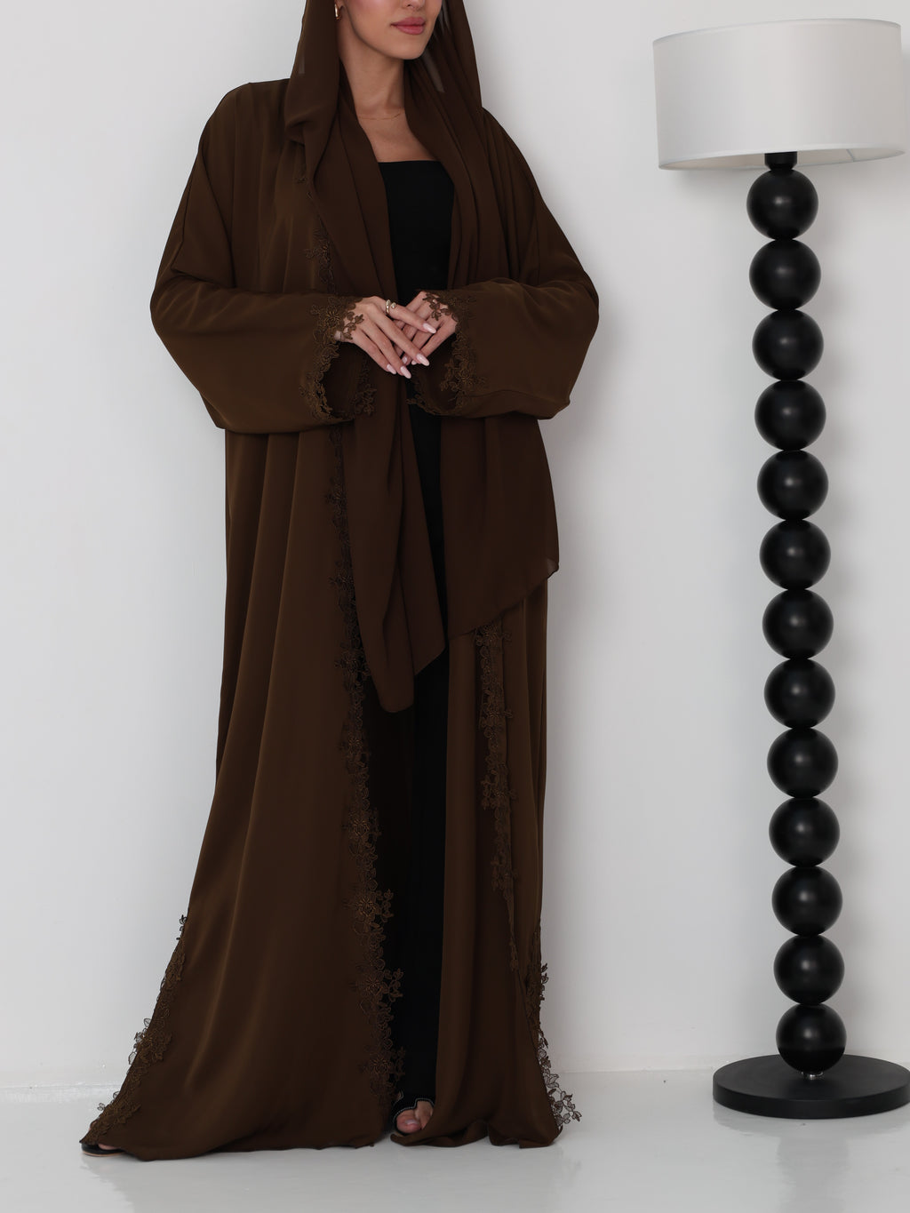 HANA LACE ABAYA - KHAKI