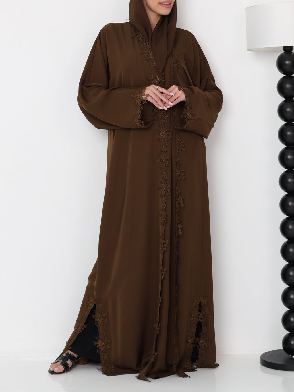 HANA LACE ABAYA - KHAKI