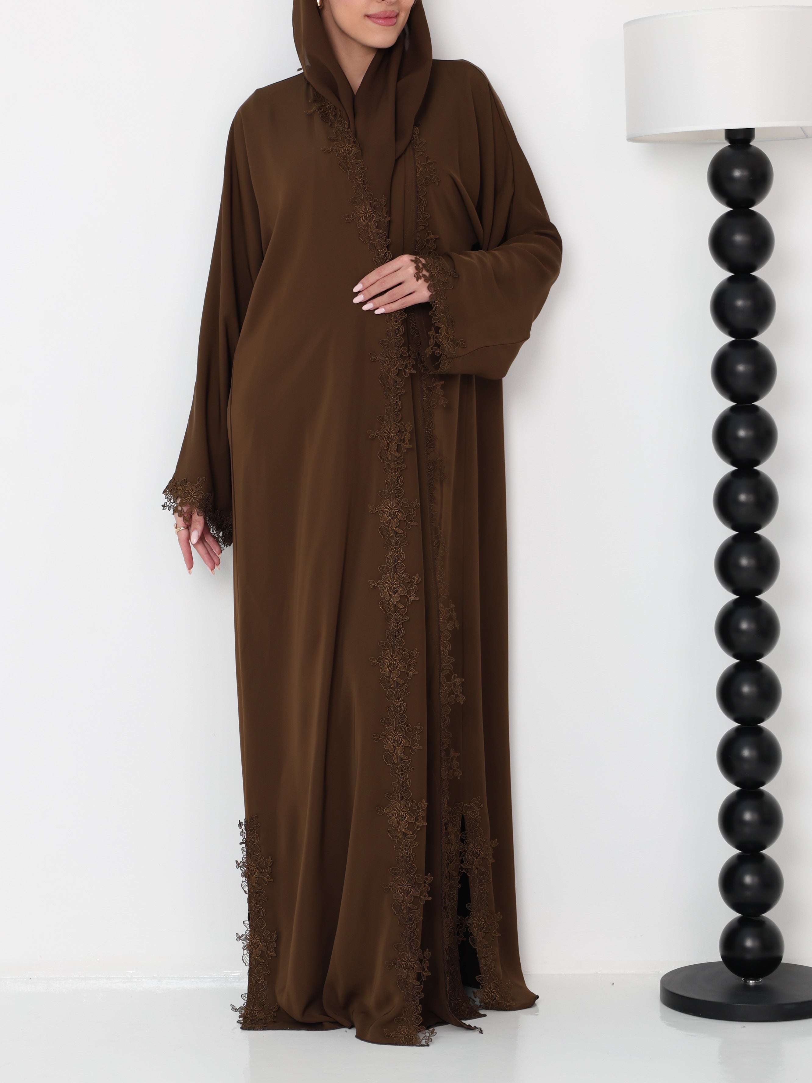 HANA LACE ABAYA - KHAKI