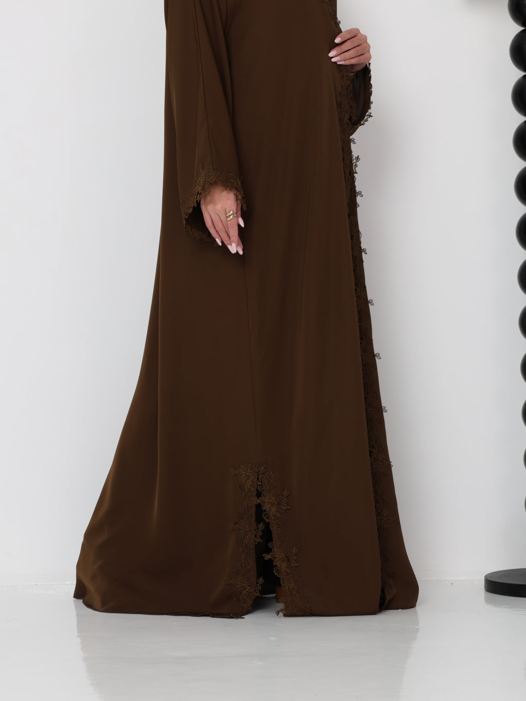 HANA LACE ABAYA - KHAKI