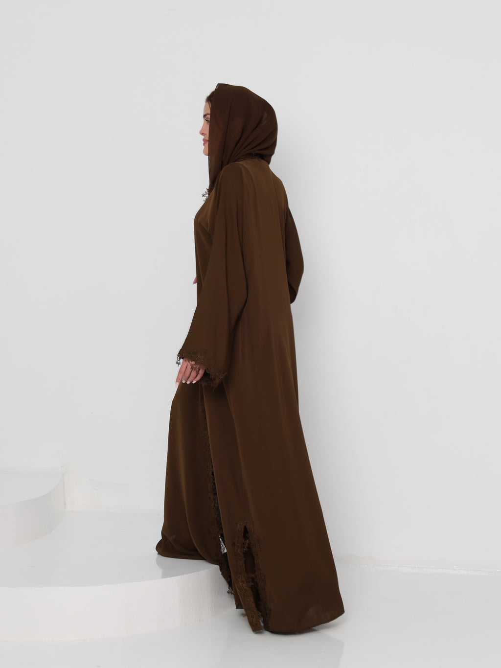 HANA LACE ABAYA - KHAKI