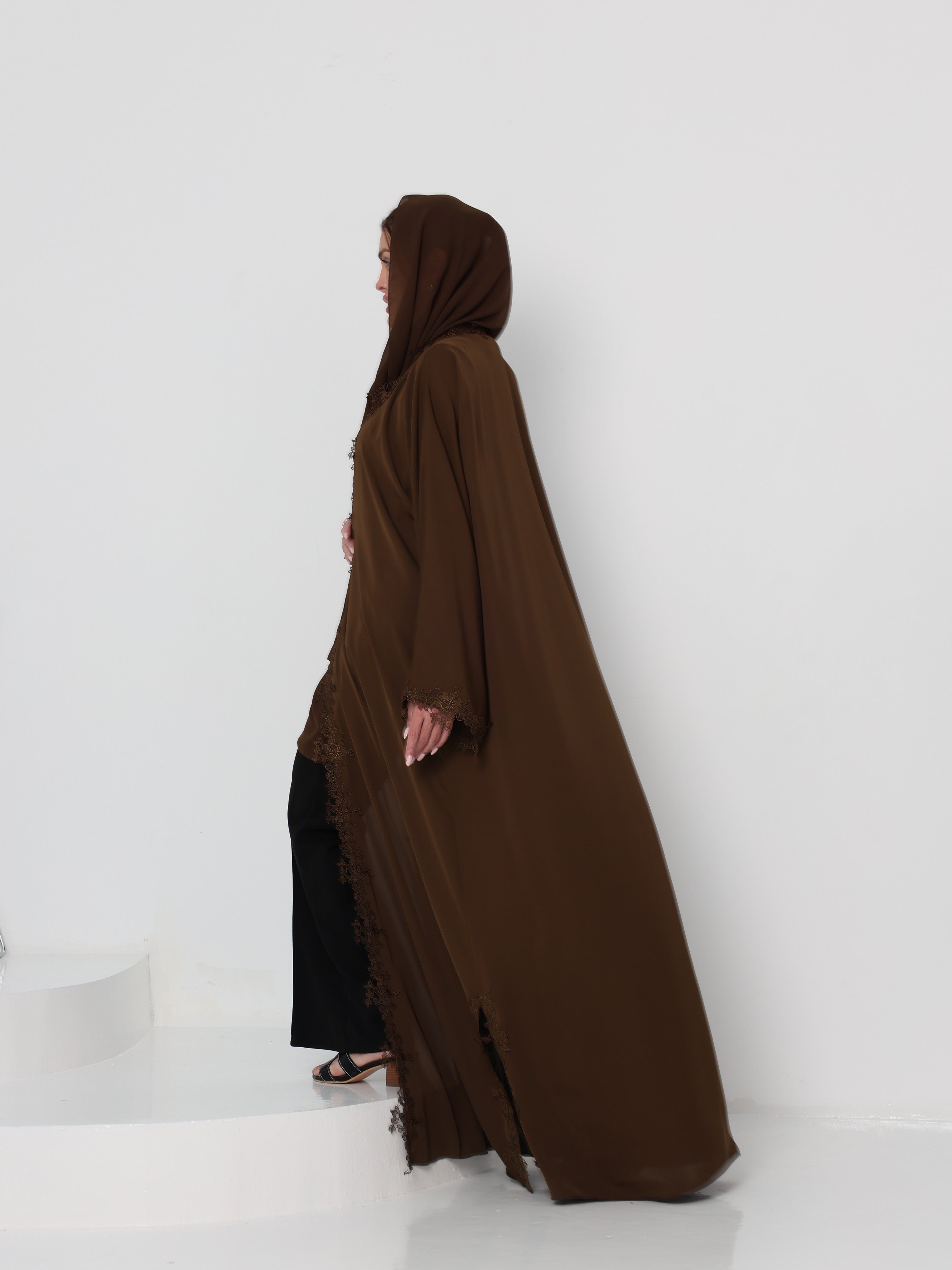HANA LACE ABAYA - KHAKI