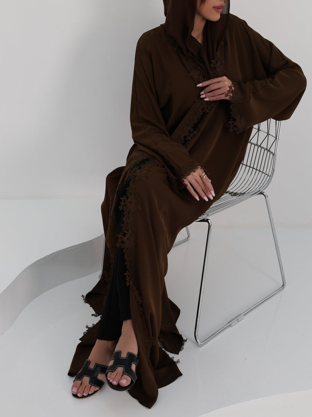 HANA LACE ABAYA - KHAKI