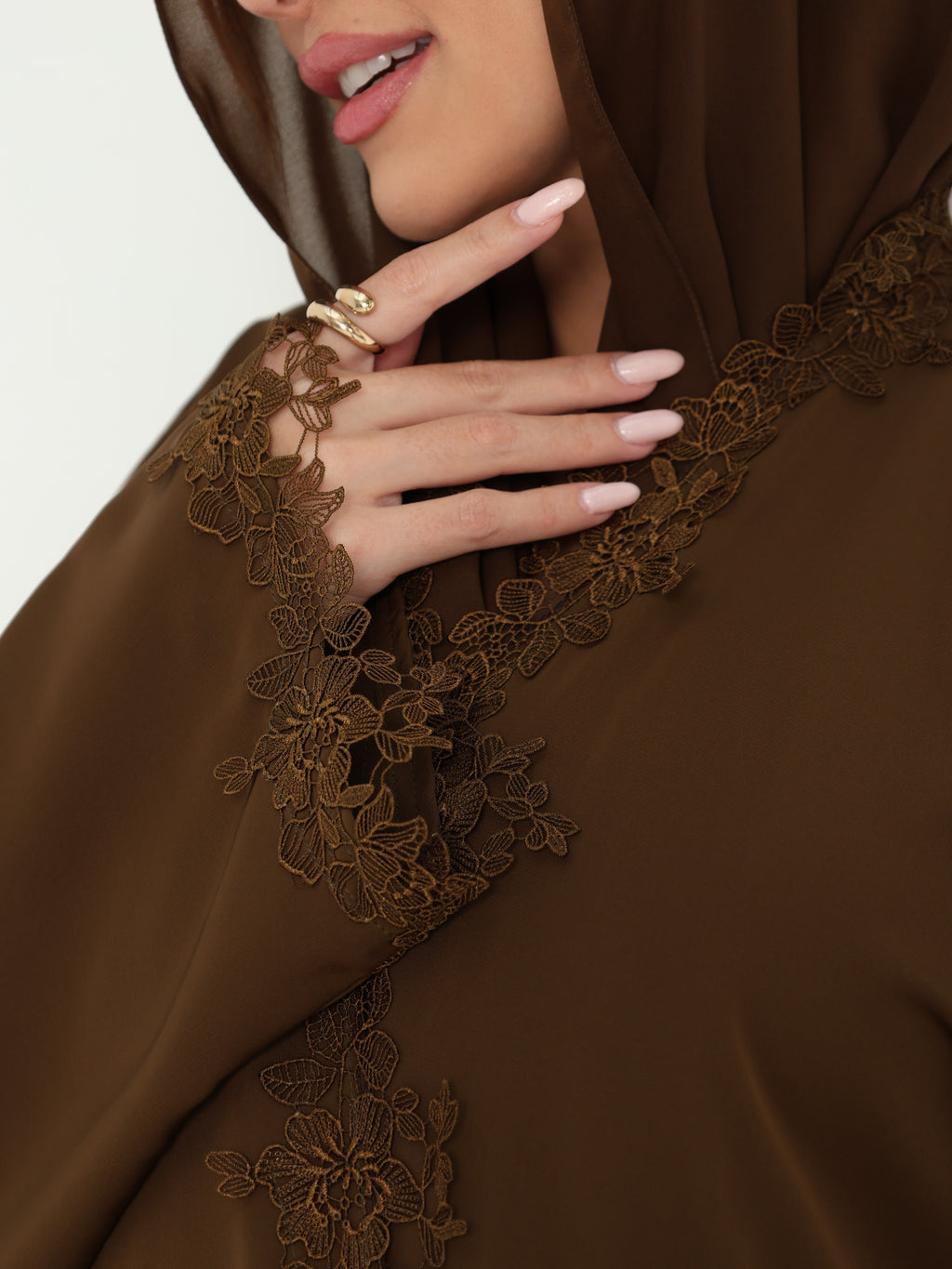 HANA LACE ABAYA - KHAKI