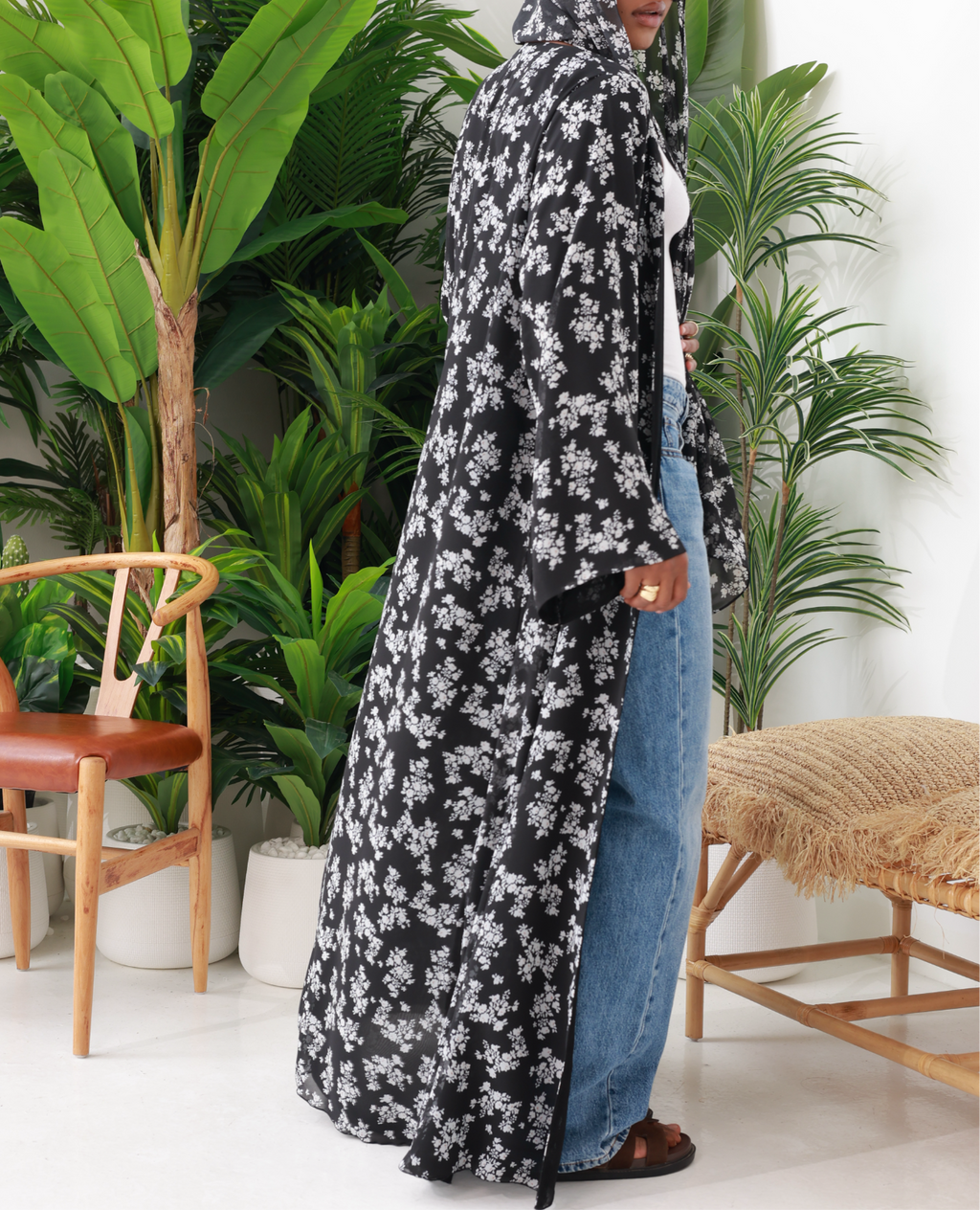 Sable Rose Printed Abaya