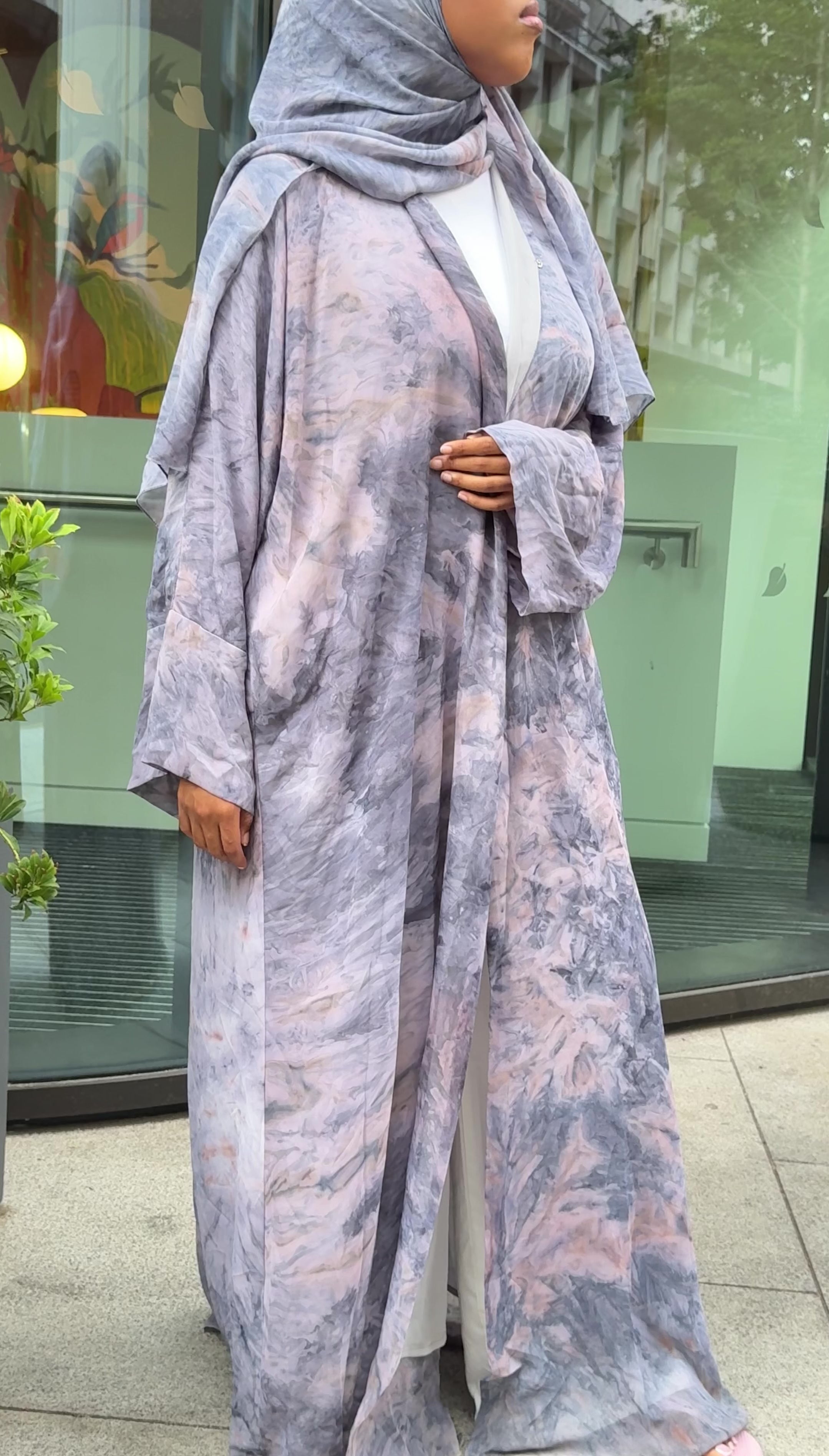Sky Blue Marble Abaya